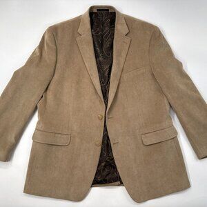 Lauren Ralph Lauren Corduroy Blazer Men 46 R Tan Sports Coat Paisley Lined EUC